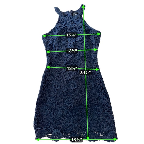 Lulus Navy Floral Lace Bodycon Mini Dress Size Large - Picture 15 of 15